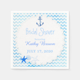 Blue Chevron Anchor Nautical Möhippa Pappersservett