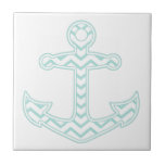 Blue Chevron Anchor Nautical White Kakelplatta<br><div class="desc">Minimalistiskt skyddat ankare.</div>