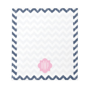 Blue Chevron Ikat Monogrammed Anteckningsblock