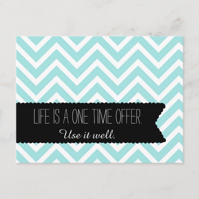 Blue Chevron Life Quote - Motiv - vykort (Framsida)