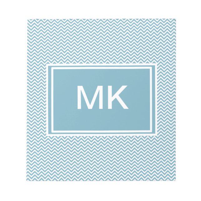 Blue Chevron med Monogram Anteckningsblock (Framsida)