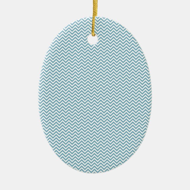 Blue Chevron med Monogram Julgransprydnad Keramik (Framsidan)