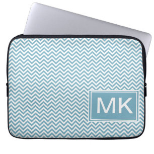 Blue Chevron med Monogram Laptop Sleeve