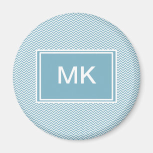 Blue Chevron med Monogram Magnet