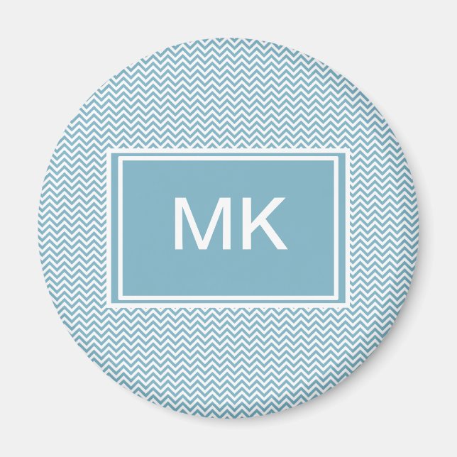 Blue Chevron med Monogram Magnet (Framsidan)