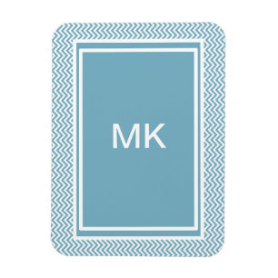 Blue Chevron med Monogram Magnet
