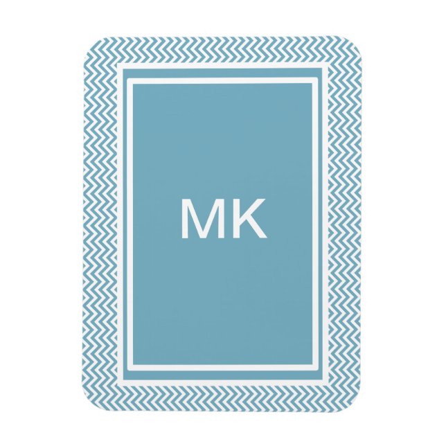 Blue Chevron med Monogram Magnet (Vertikal)