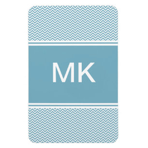 Blue Chevron med Monogram Magnet