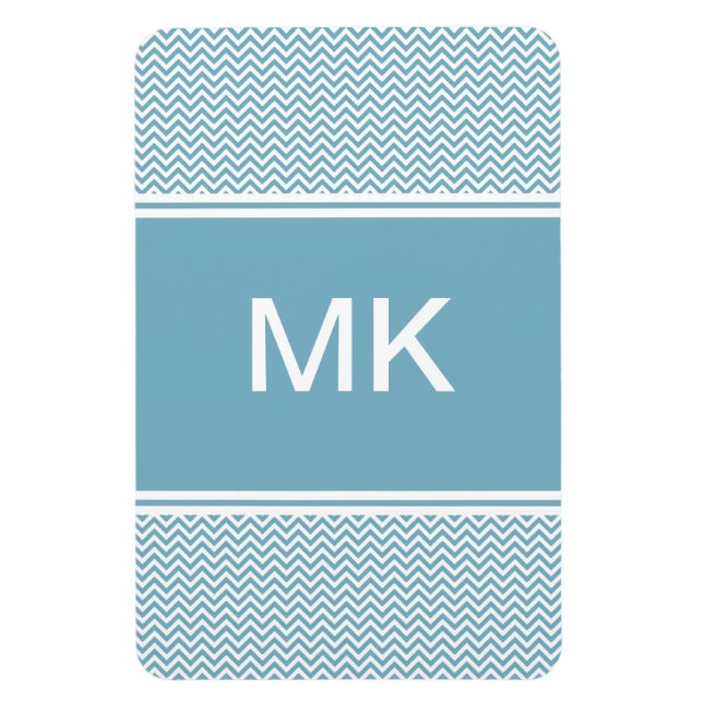 Blue Chevron med Monogram Magnet (Vertikal)