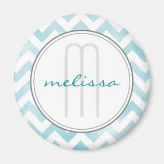 Blue Chevron Monogram Mönster Magnet