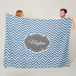 Blue Chevron Personlig Fleece Blanket