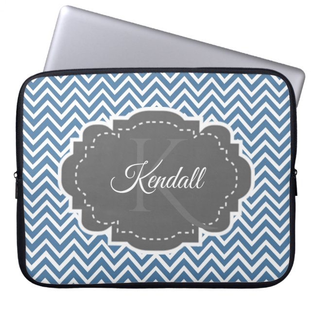 Blue Chevron Personlig Laptop sleeve (Framsidan)