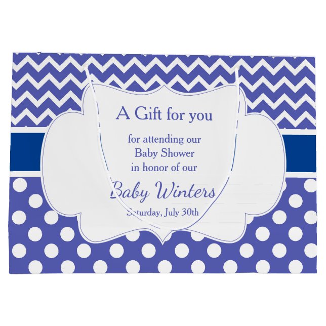 Blue Chevron & White Polka dots Baby Shower Party (Baksidan)