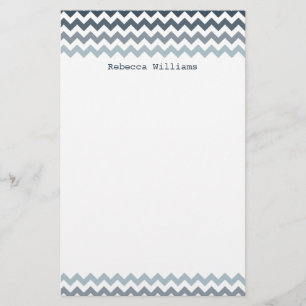 Blue Chevron Zigzags Mönster Stationery Brevpapper
