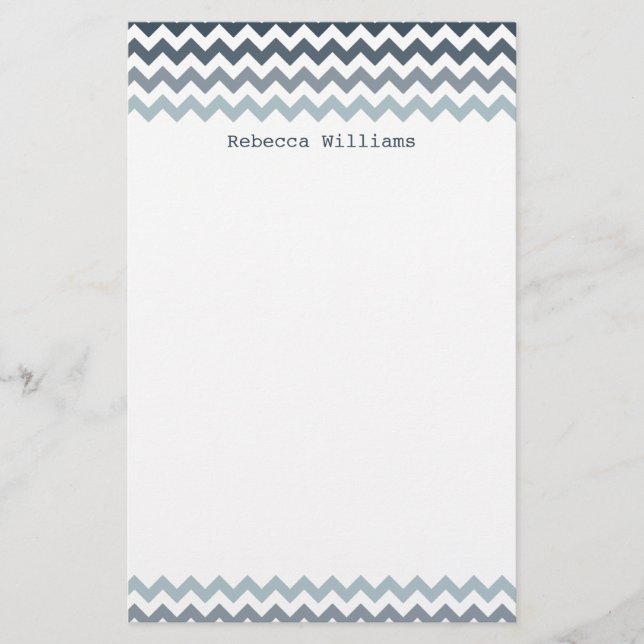 Blue Chevron Zigzags Mönster Stationery Brevpapper (Framsida)
