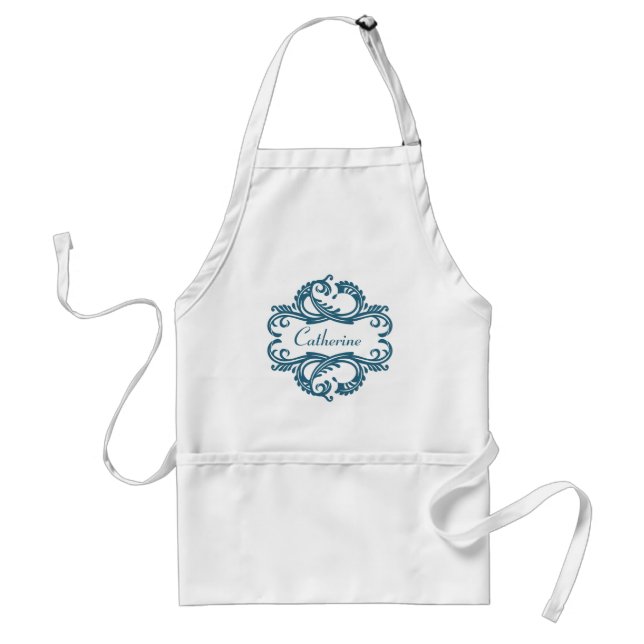 Blue Chic Damask Apron Förkläde (Framsidan)