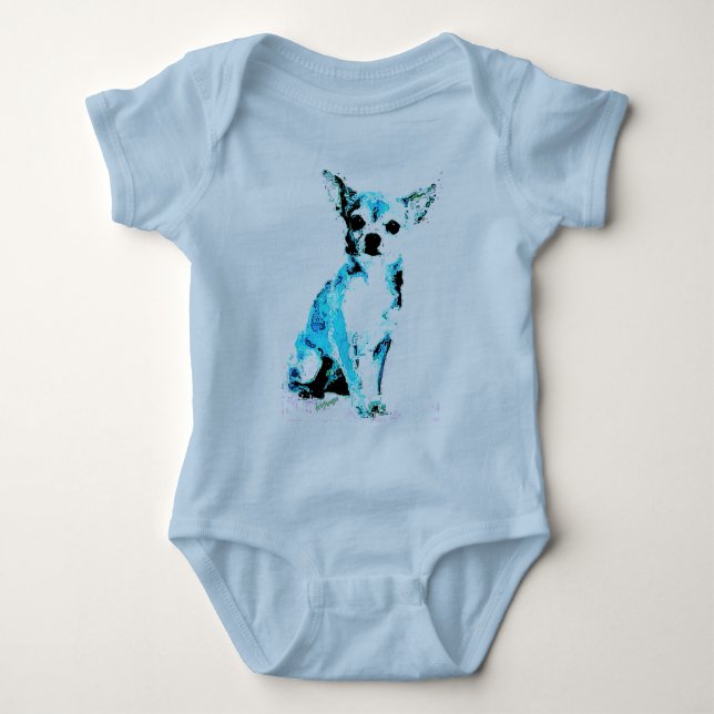 Blue Chihuahua Cute Baby Bodydräkt Tröja (Framsida)
