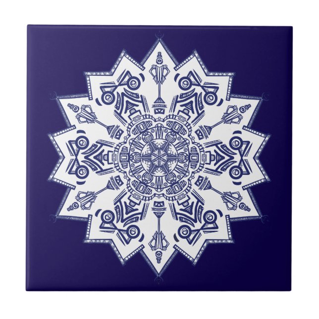 Blue China Mandela Kakelplatta (Framsidan)