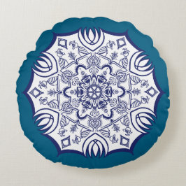 Blue China Mandela Rund Kudde