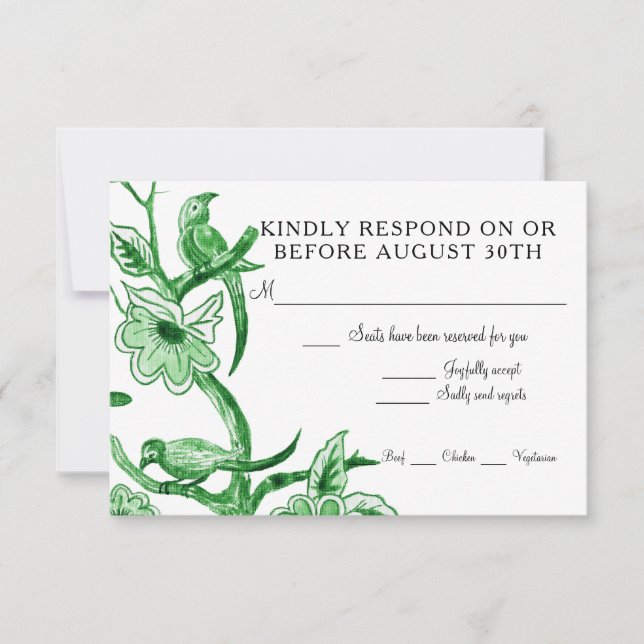 Blue Chinoiserie Asian Blommigt Watercolor OSA Kort (Framsida)