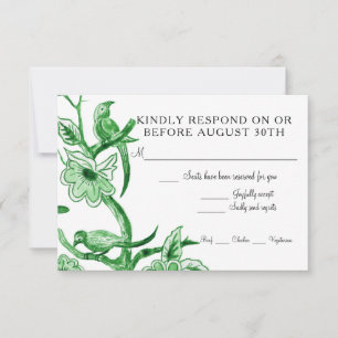 Blue Chinoiserie Asian Blommigt Watercolor OSA Kort