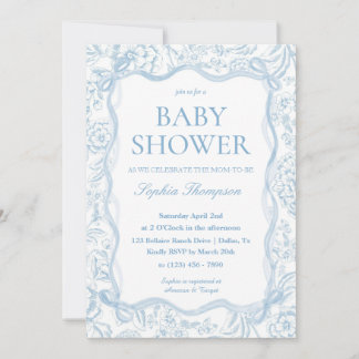 Blue Chinoiserie Baby Shower-inbjudan Inbjudningar