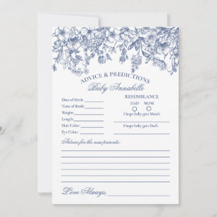 Blue Chinoiserie Blommigt Advice for Baby Card Inbjudningar