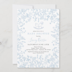 Blue Chinoiserie blommigt Baby Shower-inbjudan, Inbjudningar