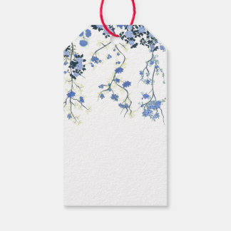 Blue Chinoiserie Blommigt Gift Märkre Presentetikett