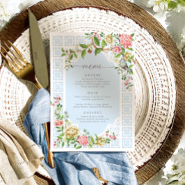 Blue Chinoiserie Blommigt Menu - Trianon Meny