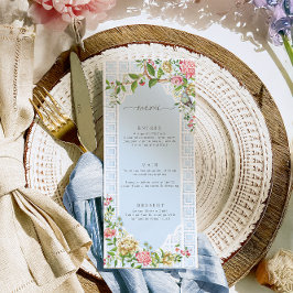 Blue Chinoiserie Blommigt Menu - Trianon Meny