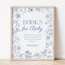Blue Chinoiserie Bokar för Baby Sign Poster
