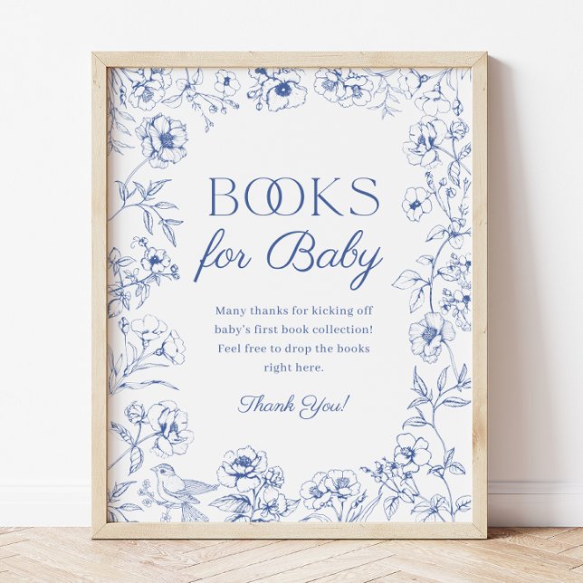 Blue Chinoiserie Bokar för Baby Sign Poster (Skapare uppladdad)