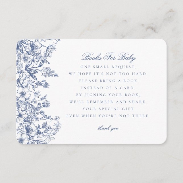 Blue Chinoiserie Bokar för inbjudan till Baby Info (Framsida)