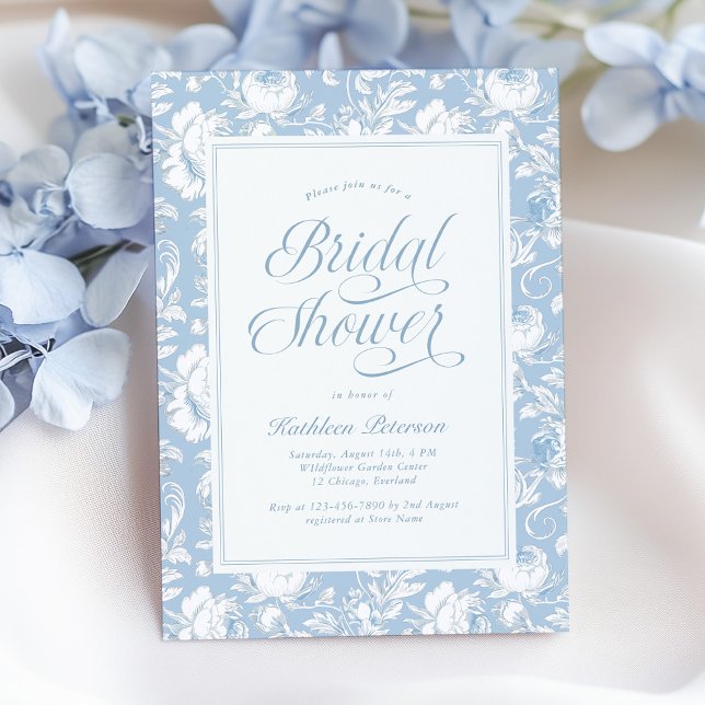 Blue Chinoiserie Bridal Shower Invitation Inbjudningar (Skapare uppladdad)
