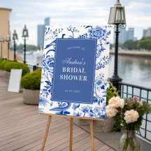 Blue Chinoiserie Bridal Shower Welcome Sign