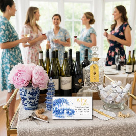 Blue Chinoiserie Bridge Vineraffel Bröllopsfest  Tilläggskort