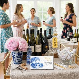 Blue Chinoiserie Bridge Wine Raffle Bridal Shower  Tilläggskort