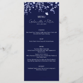 Blue Chinoiserie Bröllop Menu Meny
