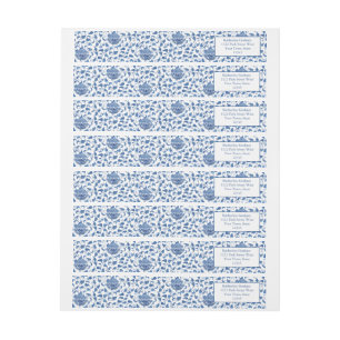 Blue Chinoiserie Chic Elegant Dam Returadress Etikettband