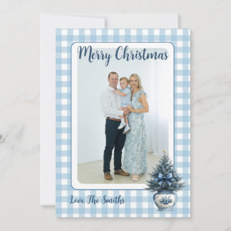 Blue Chinoiserie Christmas tree Grandmillenial Julkort