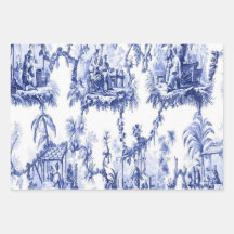 Blue Chinoiserie Decoupage Wrapping Papper Lakan