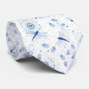 Blue Chinoiserie Dragonfly Blommigt Slips