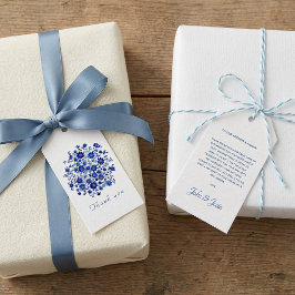 Blue Chinoiserie Floral bouquet Wedding Thank You Presentetikett