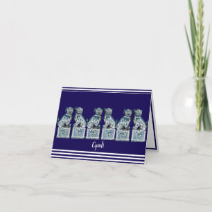Blue Chinoiserie Foo Hundar Tack Kort