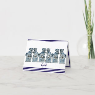 Blue Chinoiserie Foo Hundar Tack Kort