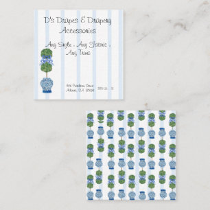 Blue Chinoiserie Ginger Burk Burk Topiary Fyrkantigt Visitkort
