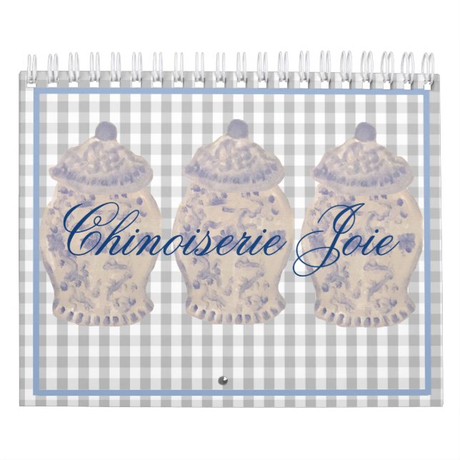 Blue Chinoiserie Hand målade Ginger Burk Burk Cale Kalender (Omslag)