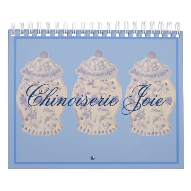 Blue Chinoiserie Hand målade Ginger Burk Burk Cale Kalender (Omslag)