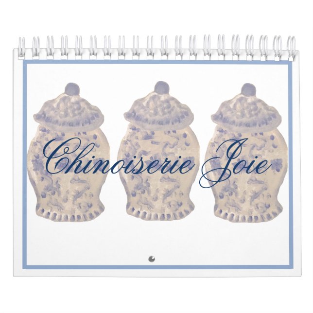 Blue Chinoiserie Hand målade Ginger Burk Burk Kalender (Omslag)